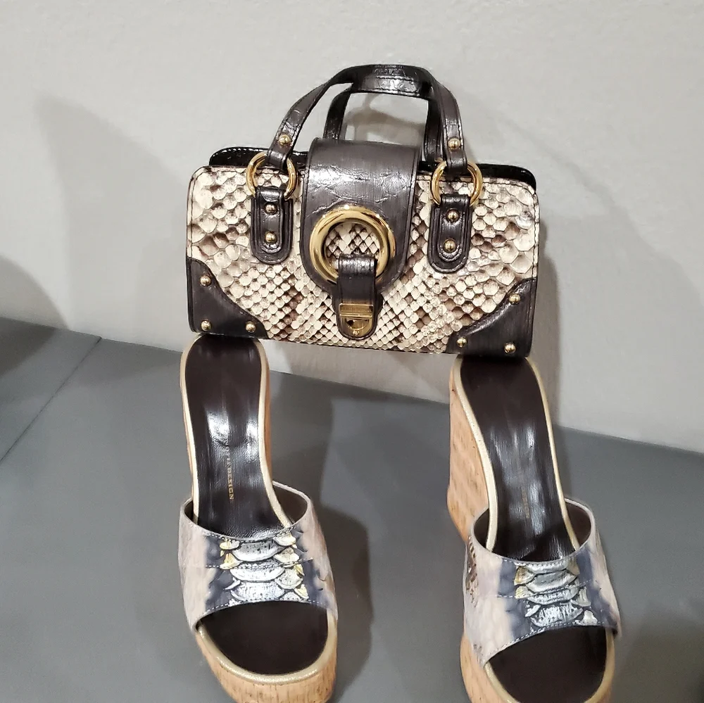 GIUSEPPE ZANOTTI Cream and Grey Python cork wedges 36. (Fits Like 36.5) - Picture 15 of 16
